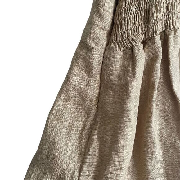 FAITHFULL THE BRAND Linen Sleeveless Button Front Mini Dress Camel M - Picture 5 of 12